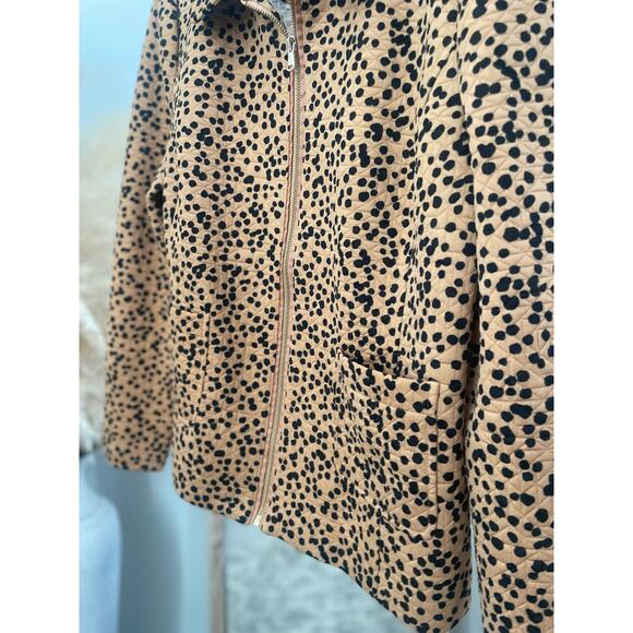 B1G2 FREE 🍁 Isaac Mizrahi Jacquard Dot Jacket Size Medium Lightweight Fall Zip - Picture 5 of 9